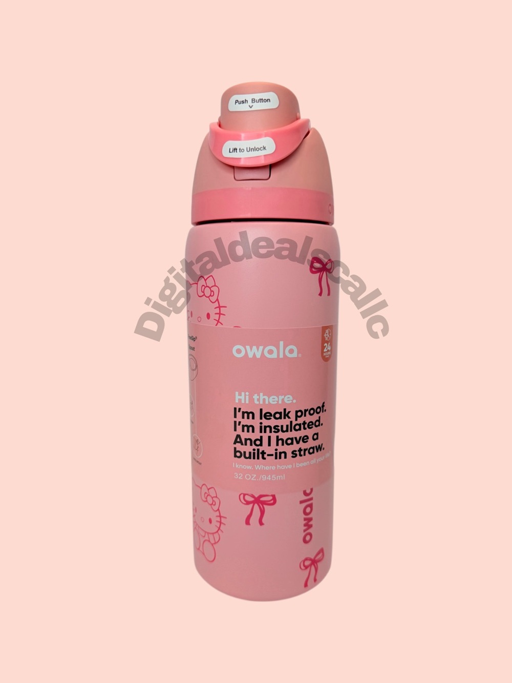 Owala Pink Insulated Water Bottle with Built-In Straw
